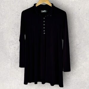 Sympli Canada Purple Tunic‎ Top Size 8 Long Sleeve Stretch Button Front Henley